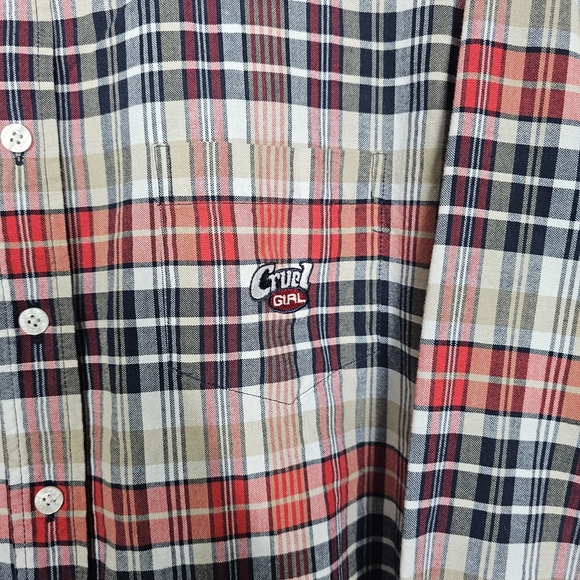 Cruel Girl Red and Blue Casual Button Down Shirt - Picture 4 of 4